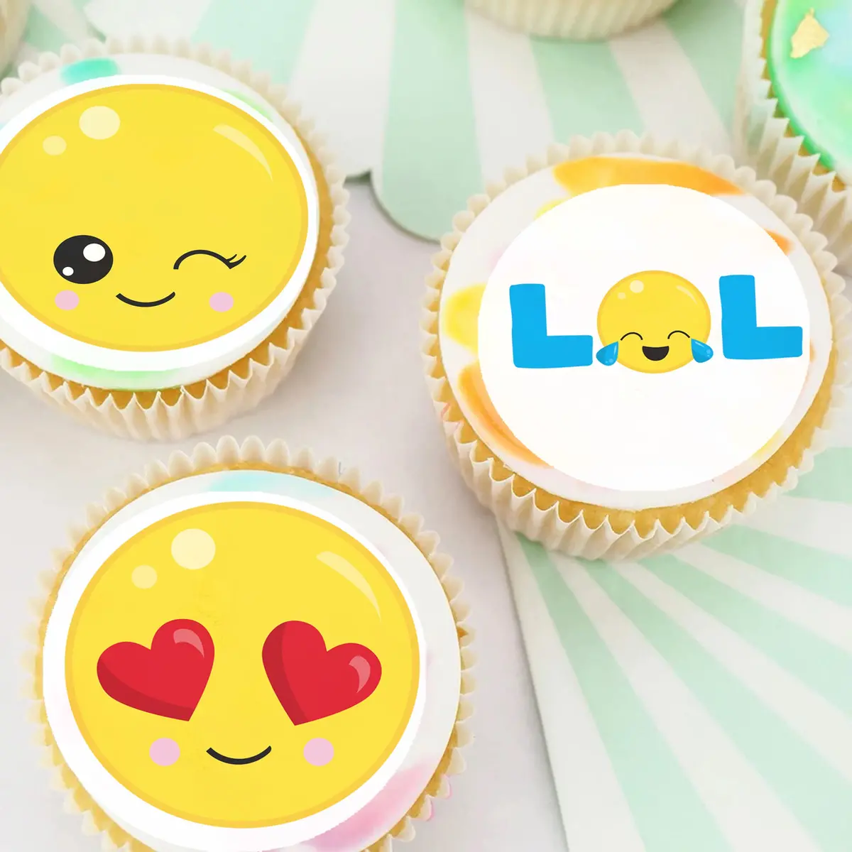 Emoji Pre-Cut Edible Icing Cupcake Or Cookie Toppers 1