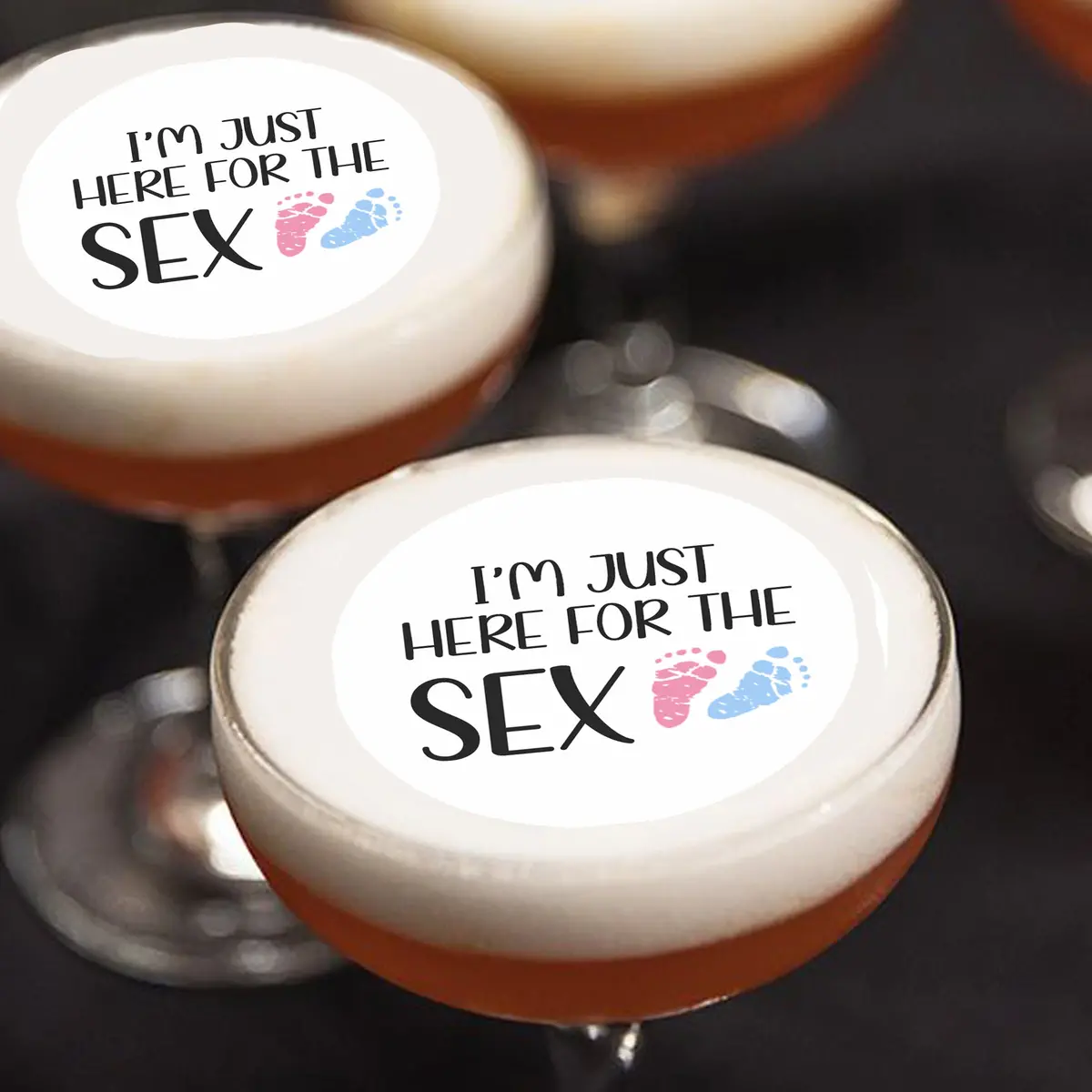 Here For The S*X Gender Reveal Edible Cocktail Drink Toppers 1