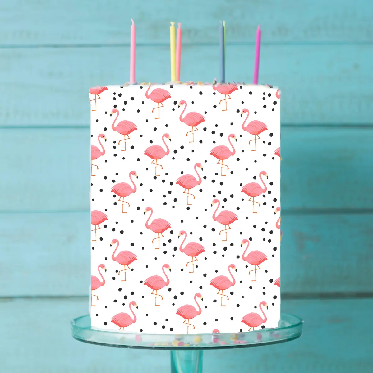 Flamingo Bird Edible Icing Cake Wrap 1