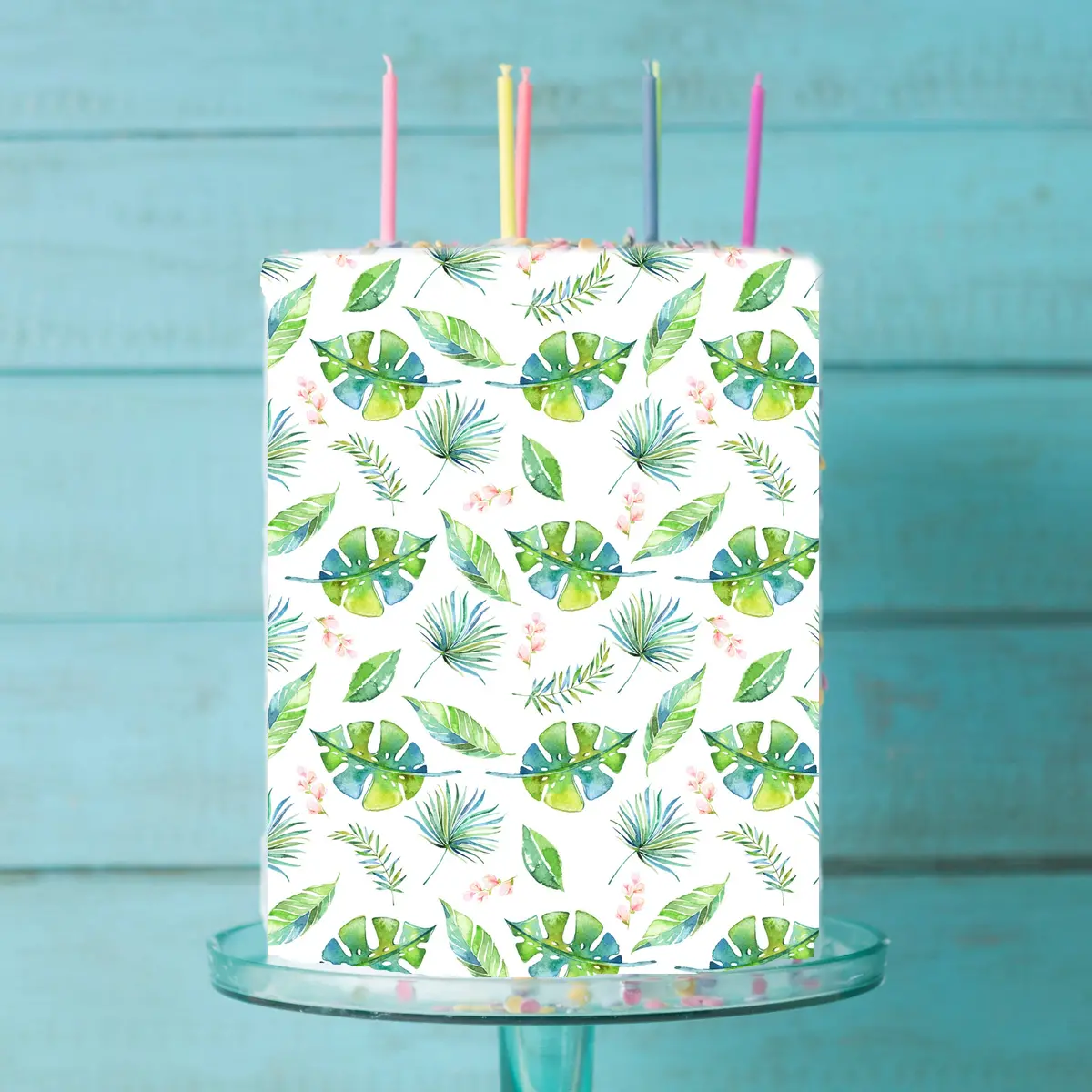 Fern Leaf Print Edible Icing Cake Wrap 1