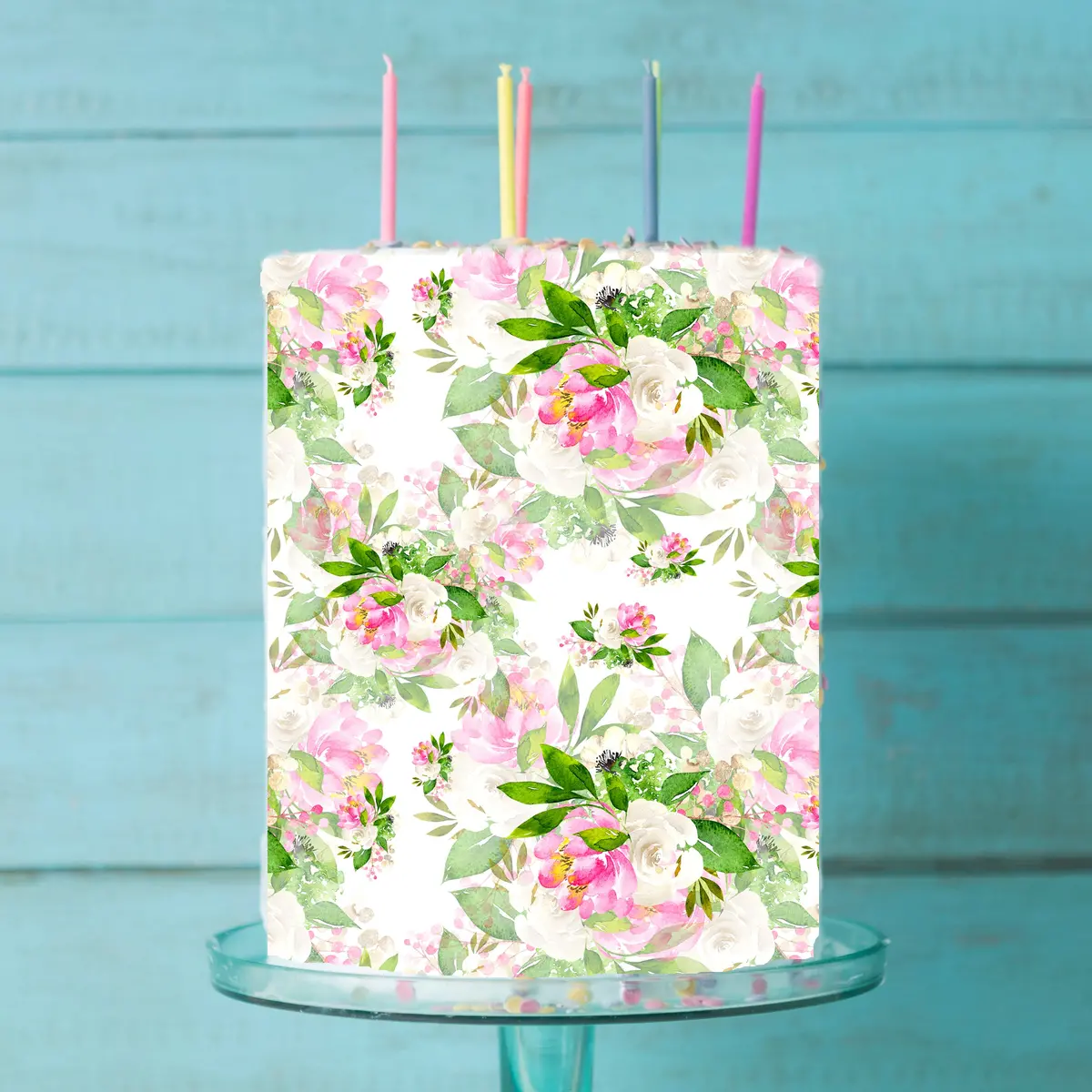 Floral Edible Icing Cake Wrap 1