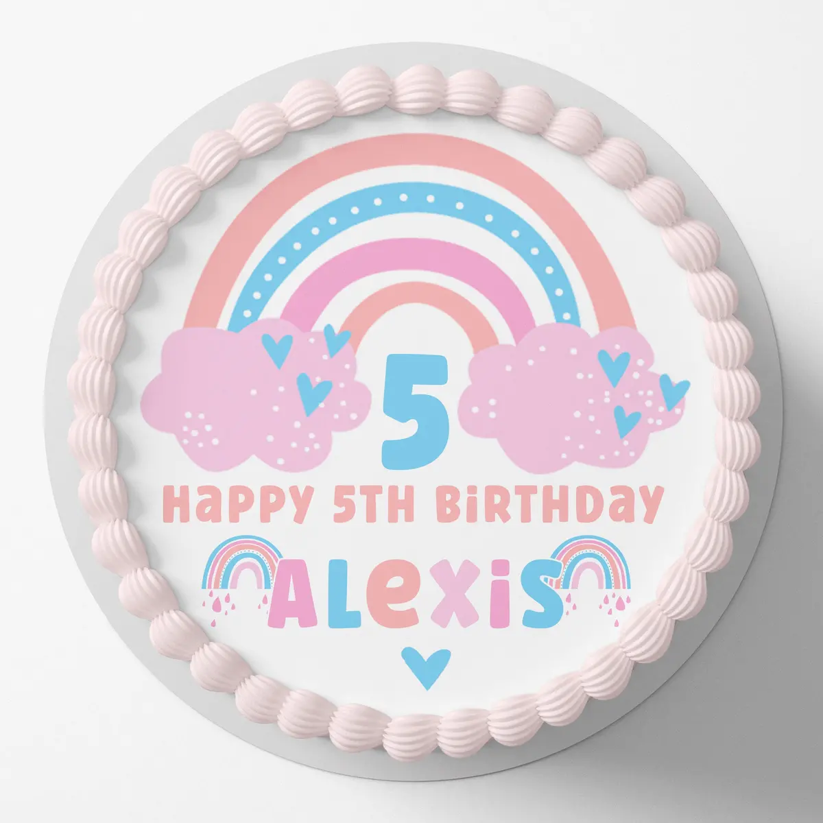 Bright Rainbow Pre-Cut Round Edible Cake Topper 1