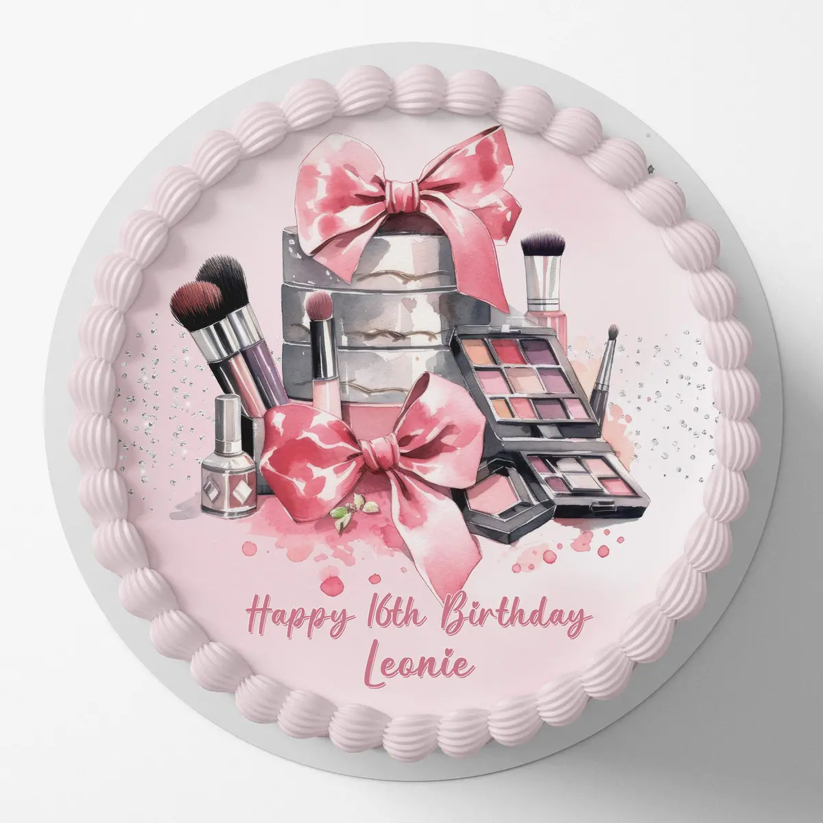 Pamper Makeup Beauty Pre-Cut Round Edible Cake Topper 1