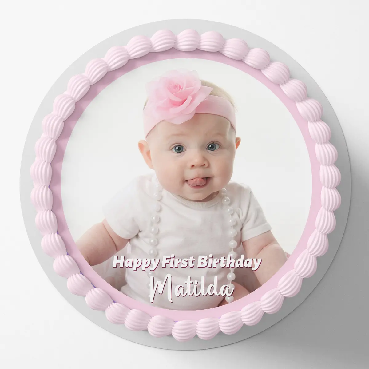 Custom Photo Pre-Cut Round Edible Icing Cake Topper 1
