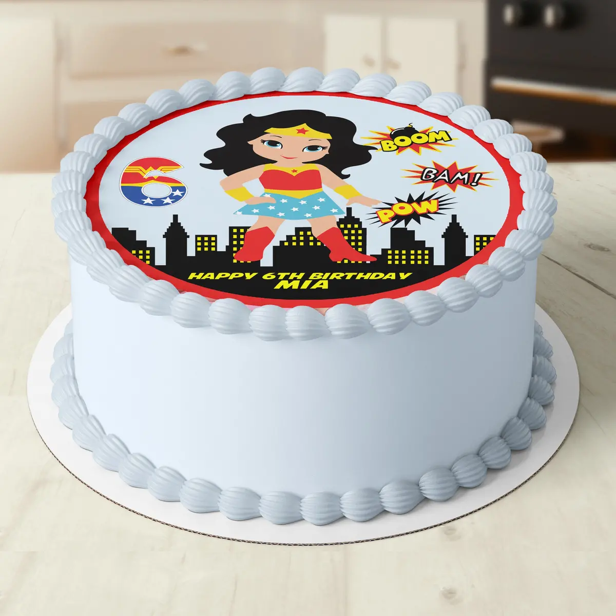 Wonderwoman Round Edible Cake Topper 1