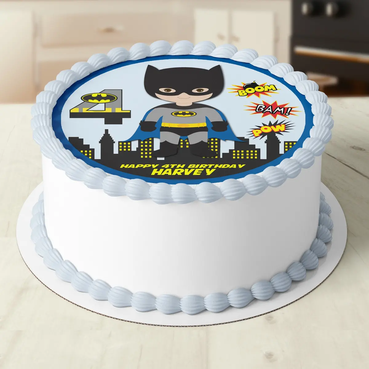 Batman Superhero Pre-Cut Round Edible Icing Cake Topper 1