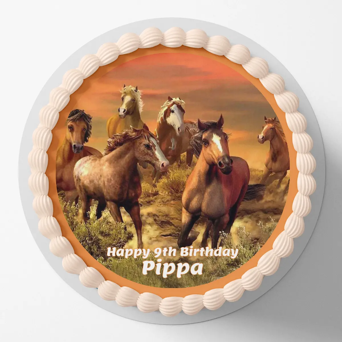 Horse Themed Pre-Cut Round Edible Cake Topper 1