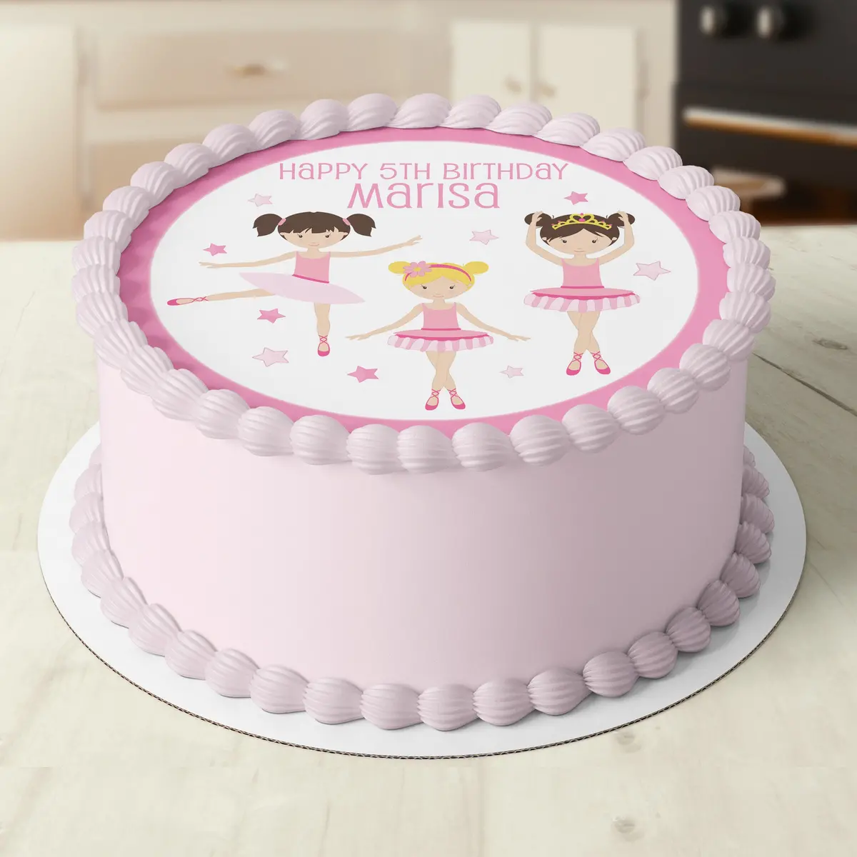 Ballerina Round Edible Icing Cake Topper 1