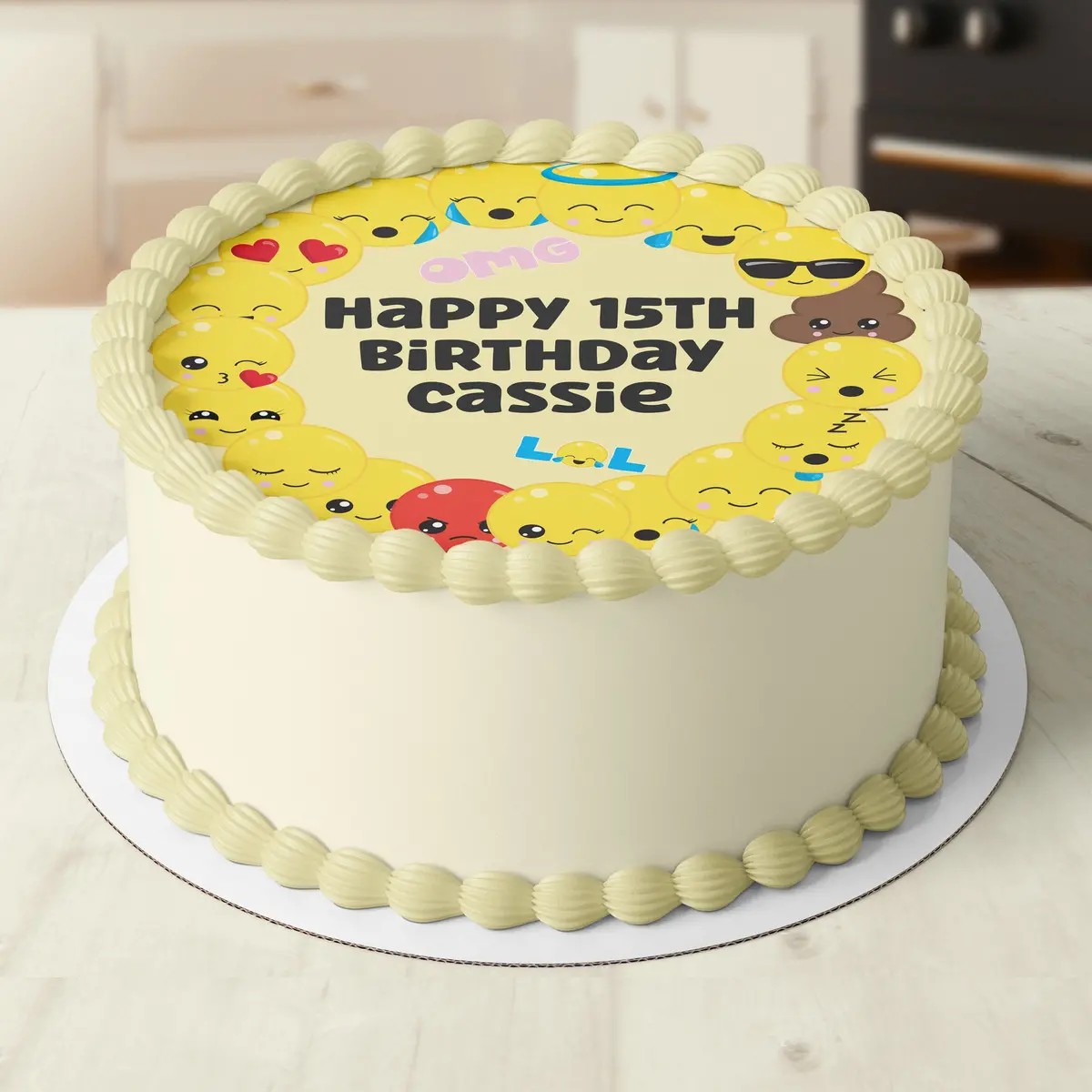 Emoji Themed Round Edible Cake Topper 1