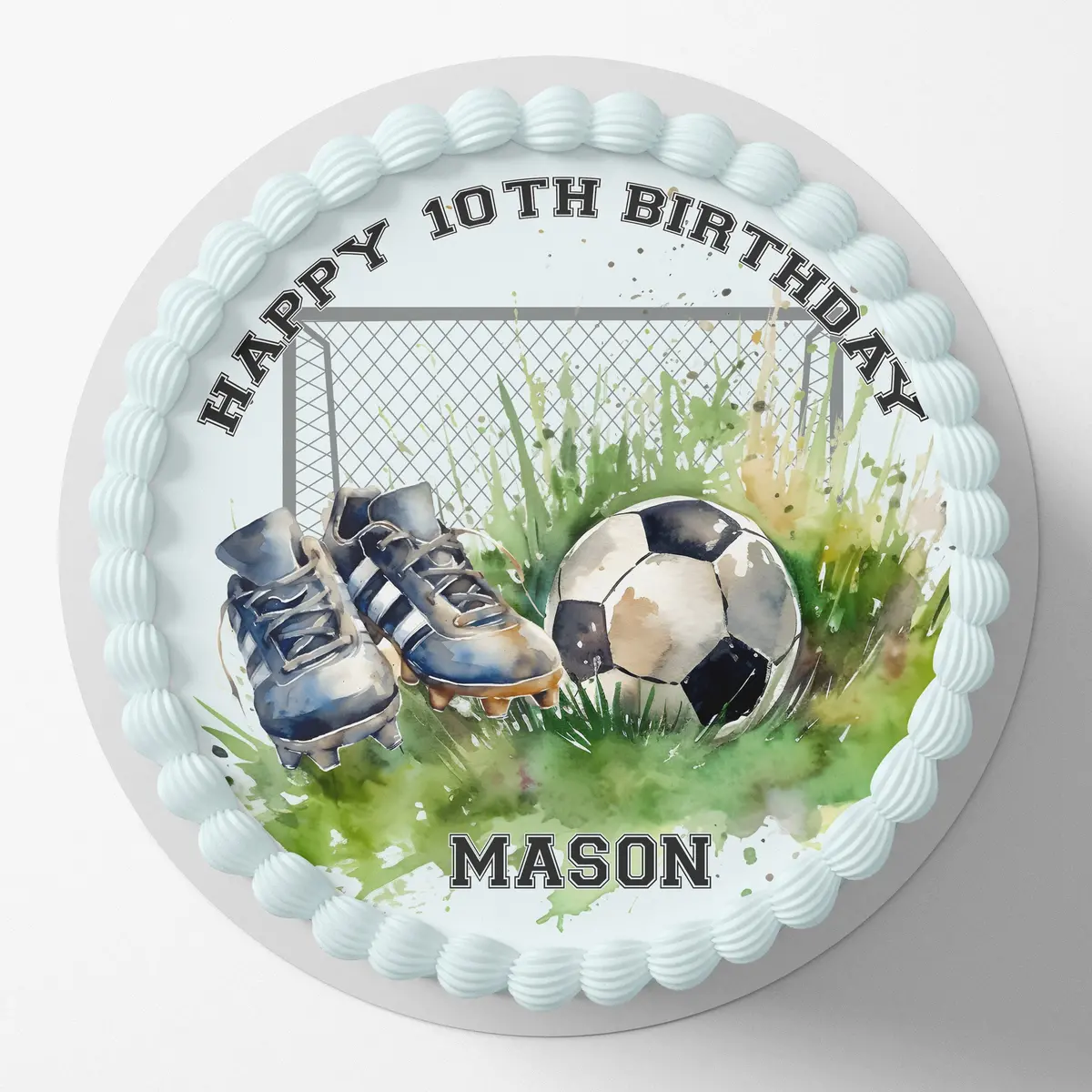 Soccer Football Sports Pre-Cut Round Edible Cake Topper 1