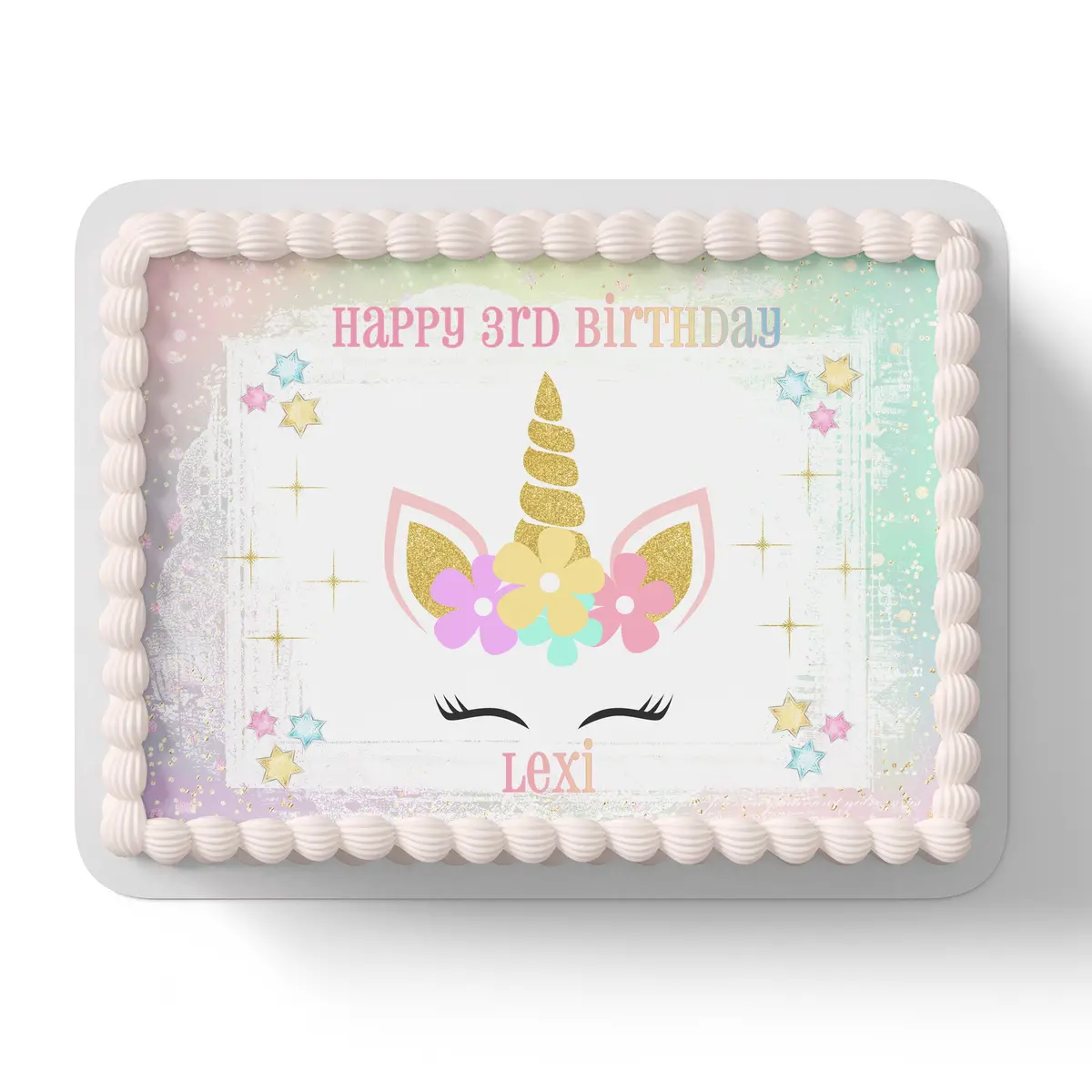 Unicorn Horns Personalised Edible Icing Cake Topper 1