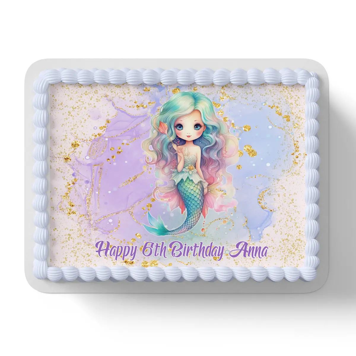 Mermaid Under The Sea Edible Icing Cake Topper 1