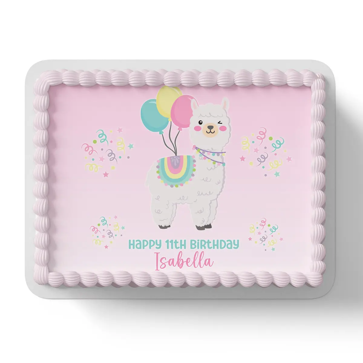Llama Rectangle Square Edible Cake Topper 1