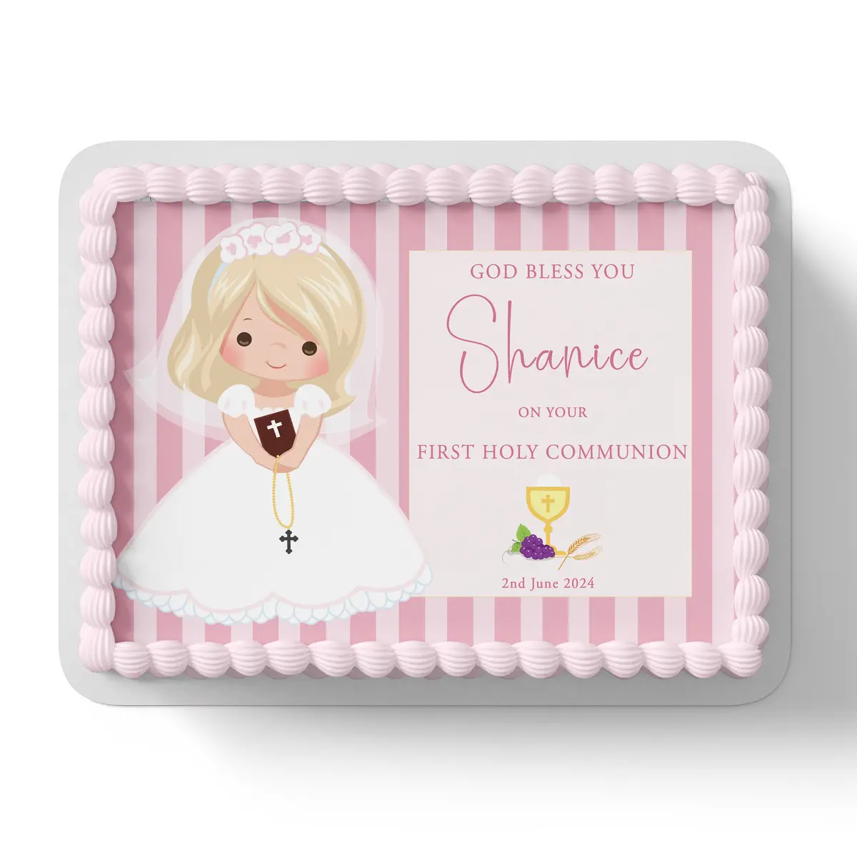 First Holy Communion Rectangle Edible Cake Topper 1