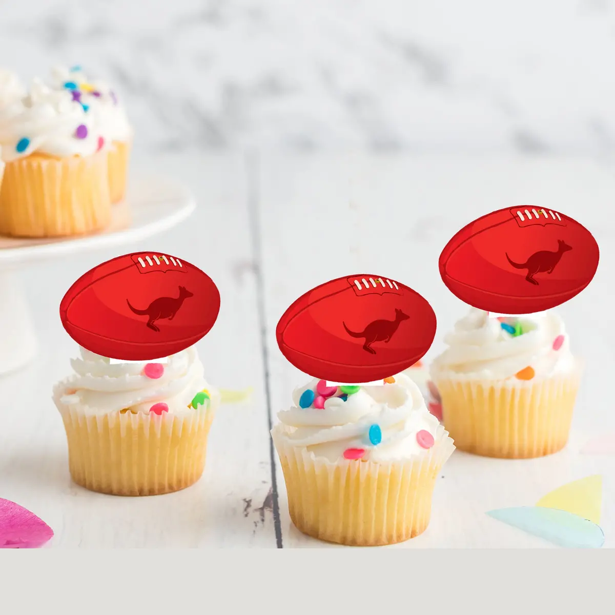 Afl Football Pre-Cut Edible Stand Up Wafer Card Cupcake Toppers 1
