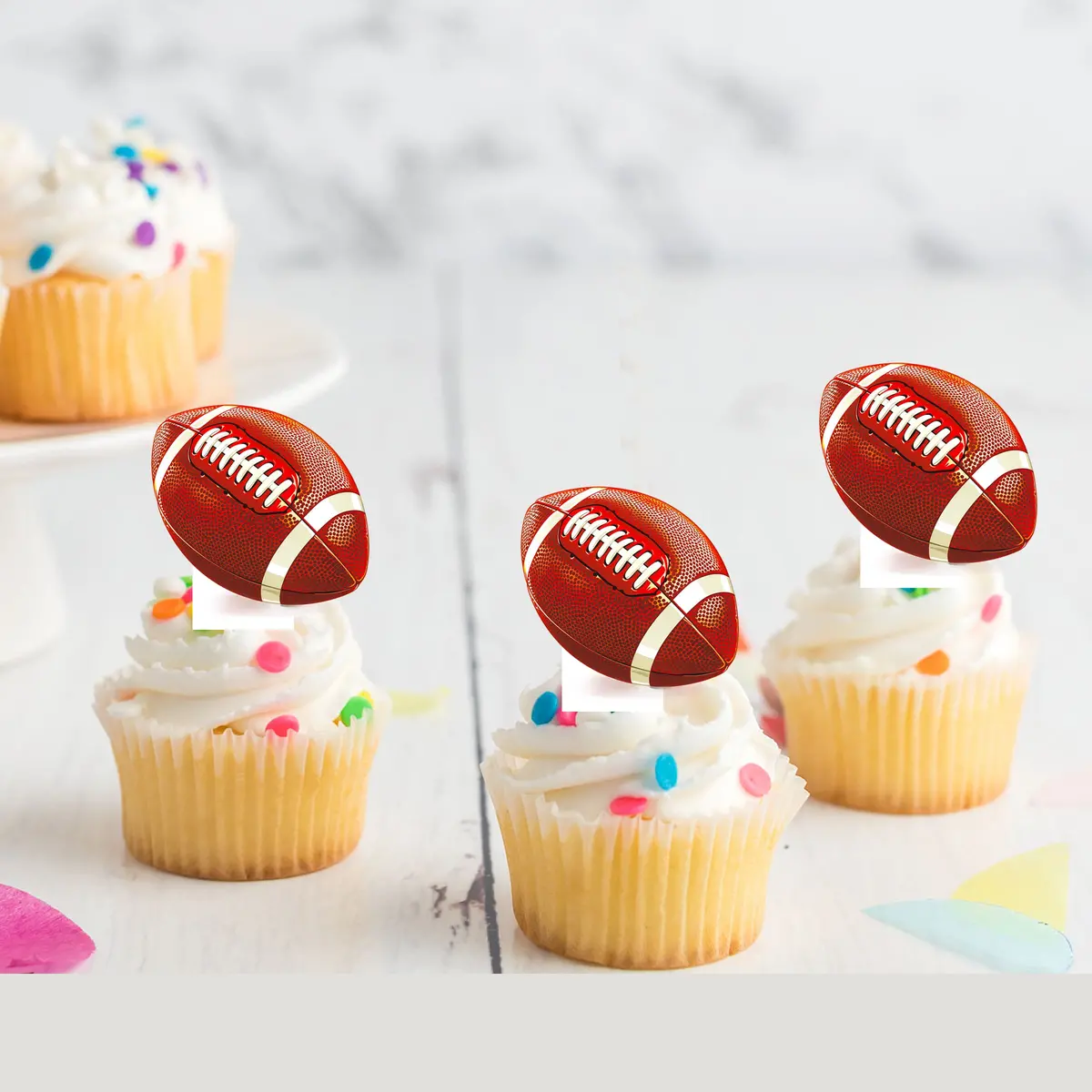 Rugby Football Sports Pre-Cut Edible Stand Up Wafer Card Cupcake Toppers 1