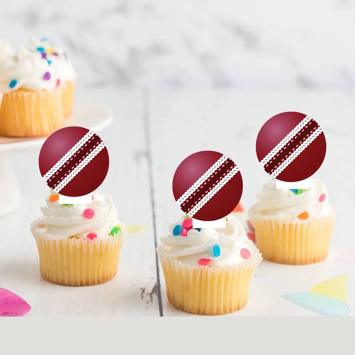 Cricket Sports Pre-Cut Edible Stand Up Wafer Card Cupcake Toppers 1
