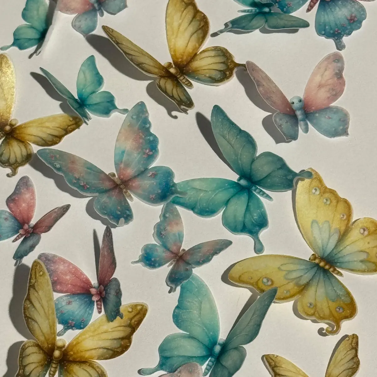 Multi-Coloured Pre-Cut Edible Wafer Butterflies 1