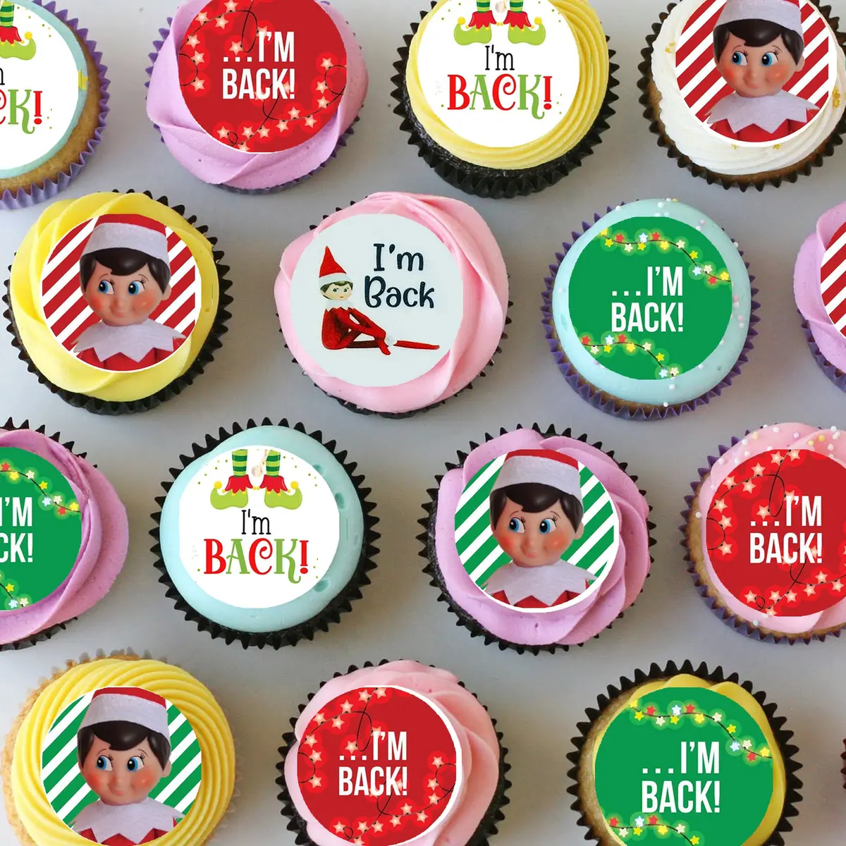 Elf On The Shelf Pre-Cut Mini Edible Cupcake Or Cookie Toppers 1