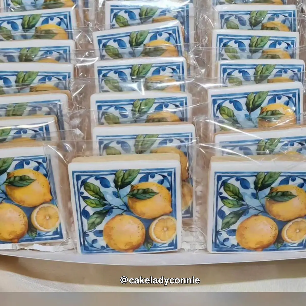 Lemon Amalfi Tiles Square Edible Cookie Toppers 3