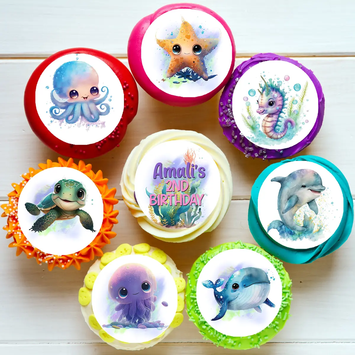 Under The Sea Pre-Cut Edible Cupcake Or Cookie Toppers 1