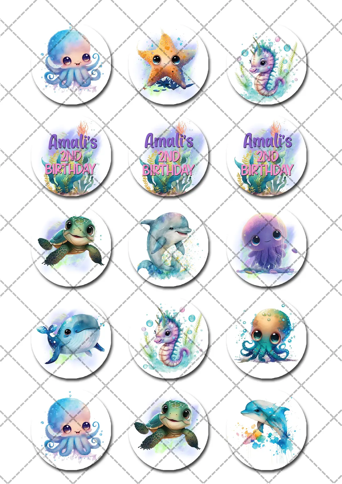 Under The Sea Pre-Cut Edible Cupcake Or Cookie Toppers 2