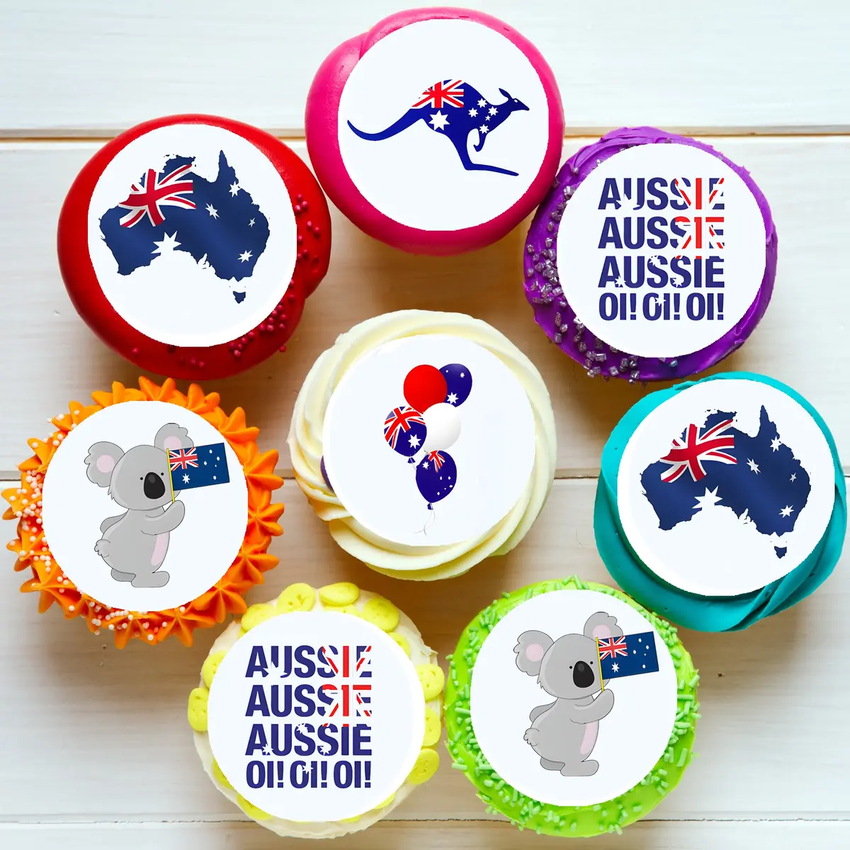 Australia Day Pre-Cut Edible Icing Cupcake Or Cookie Toppers 1