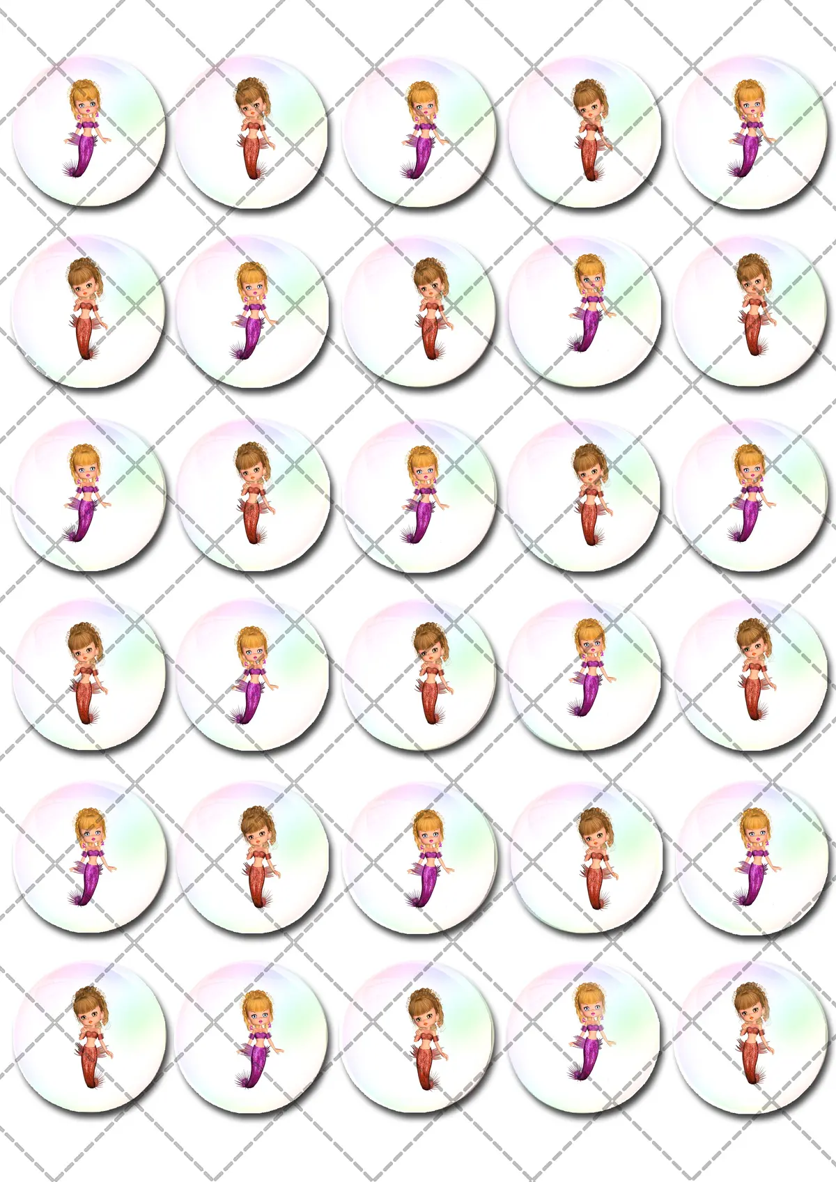 Mermaid Under The Sea Pre-Cut Mini Edible Icing Cupcake Or Cookie Toppers 2