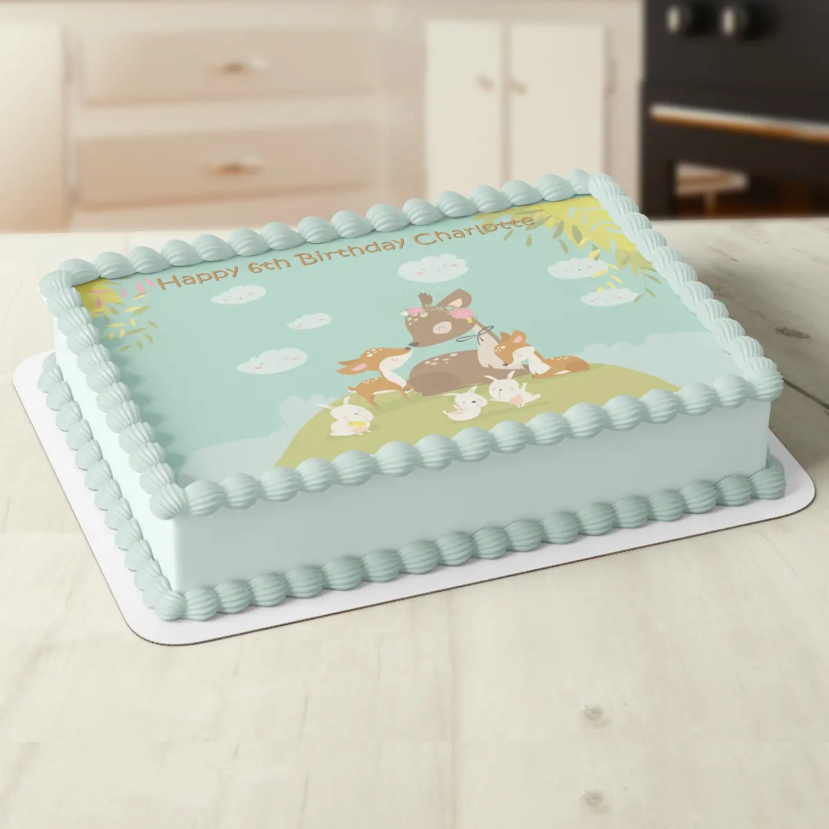 Mother Deer & Babies Personalised Edible Cake Topper 1