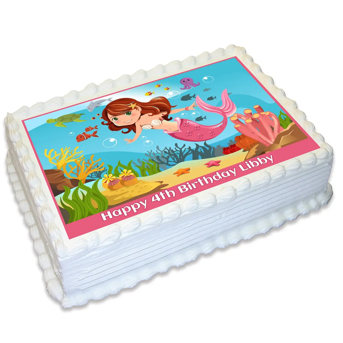Mermaid Under The Sea Rectangle Edible Cake Topper 1