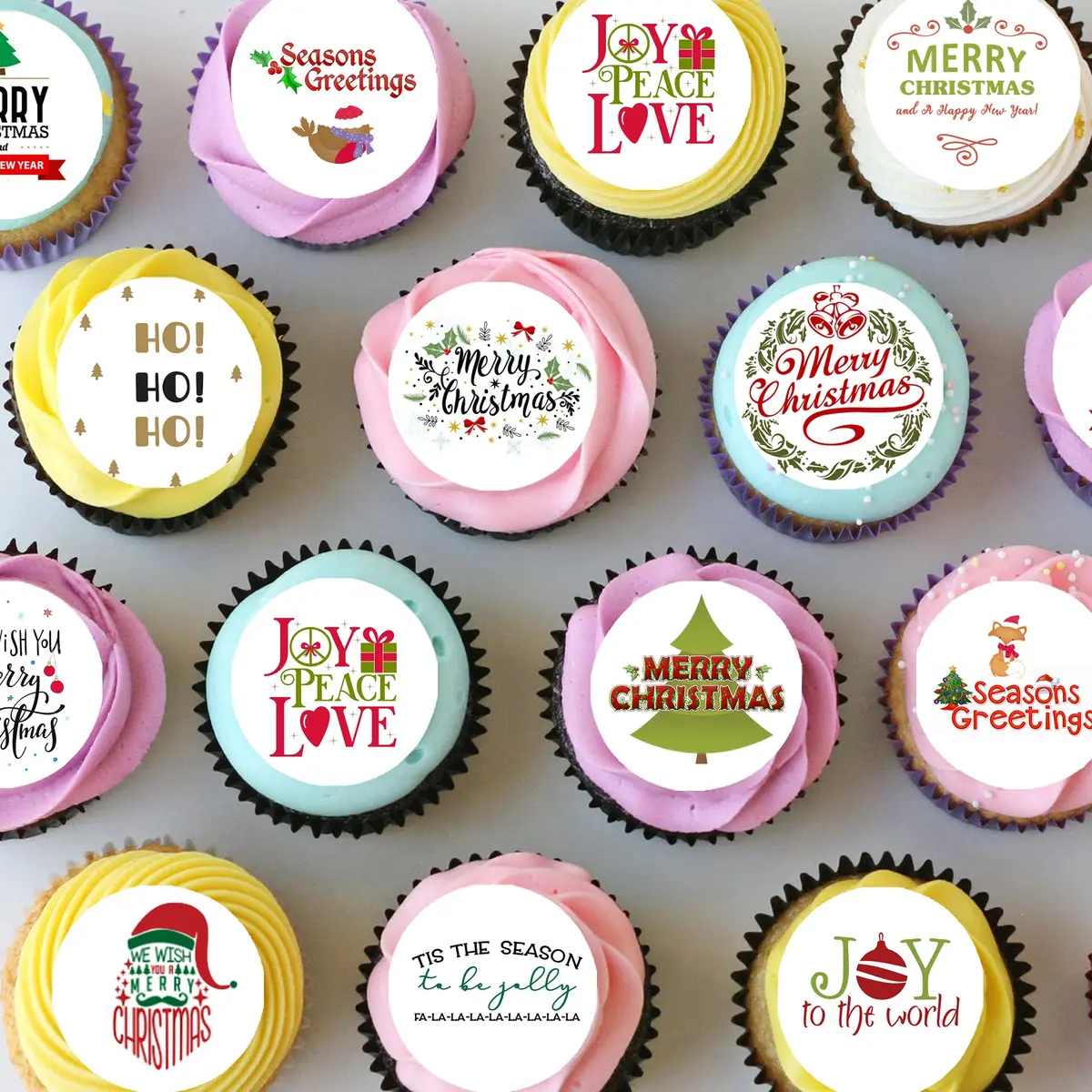 Christmas Xmas Pre-Cut Mini Edible Cupcake Or Cookie Toppers 1