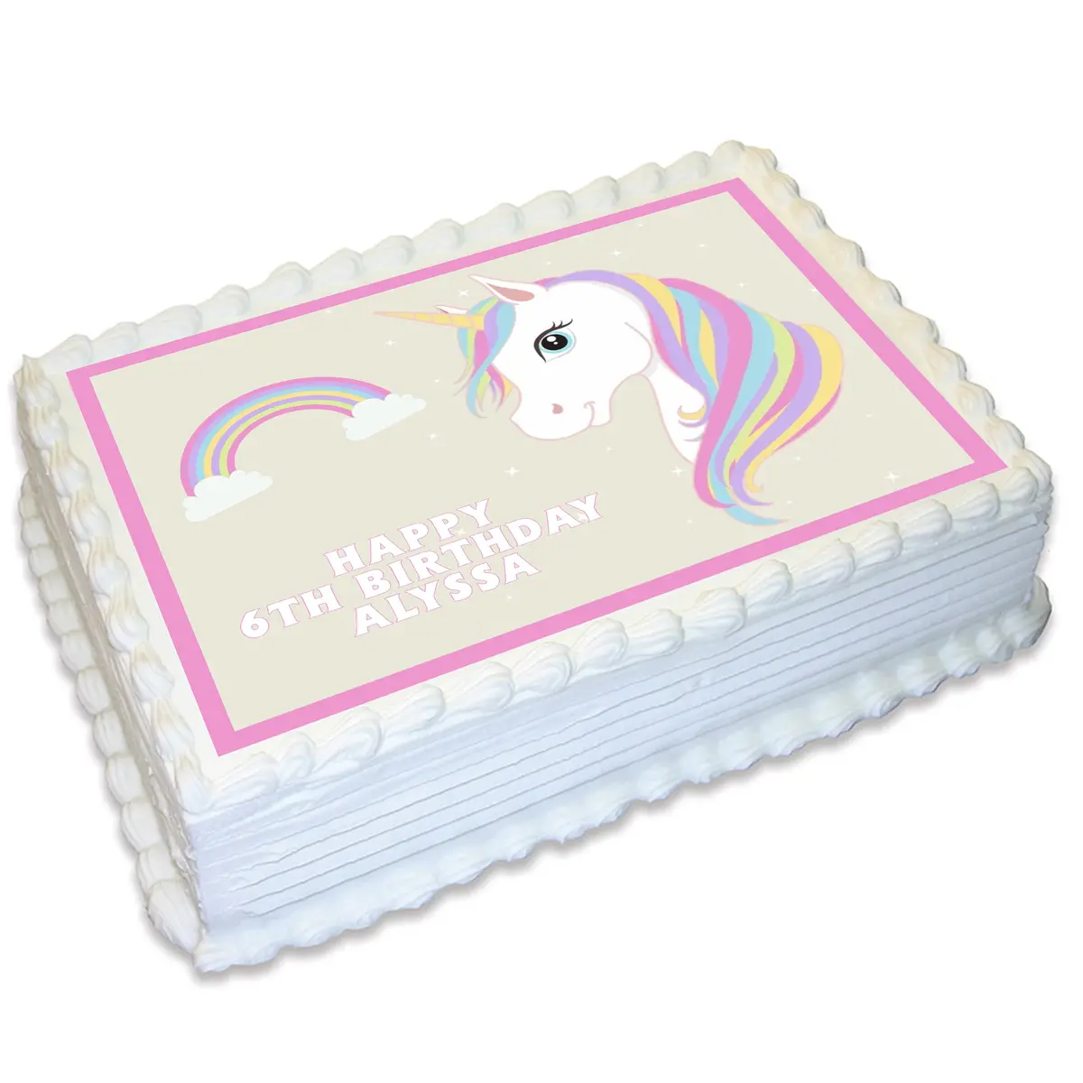 Unicorn Rectangle Edible Cake Topper 1