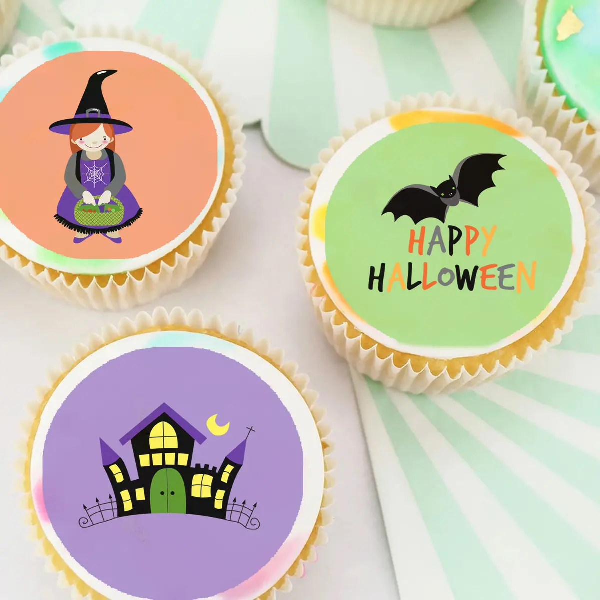 Halloween Pre-Cut Edible Icing Cupcake Or Cookie Toppers 1