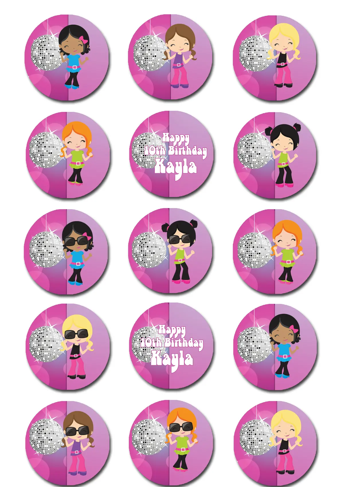 Disco Dance Edible Cupcake Toppers 2