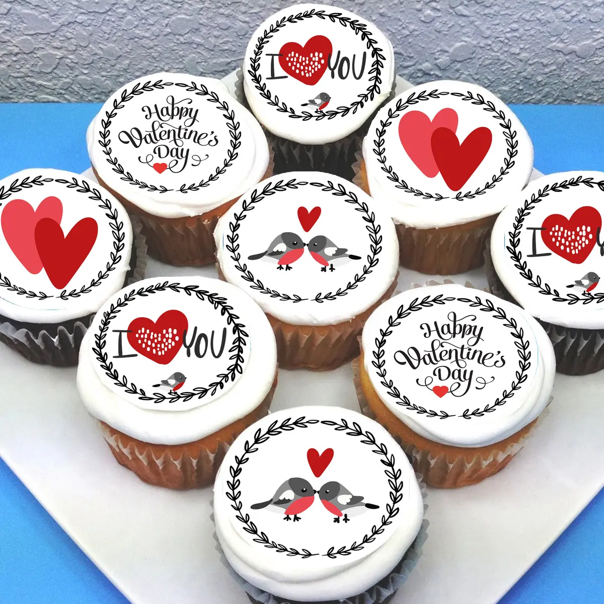 Valentine's Day Love Pre-Cut Edible Icing Cupcake Or Cookie Toppers 1