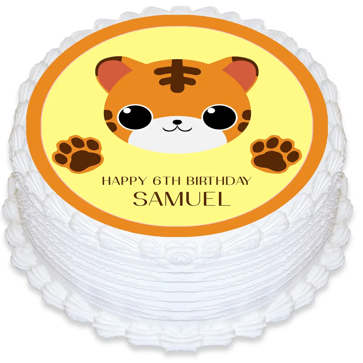Cute Tiger Cub Round Edible Cake Topper 1