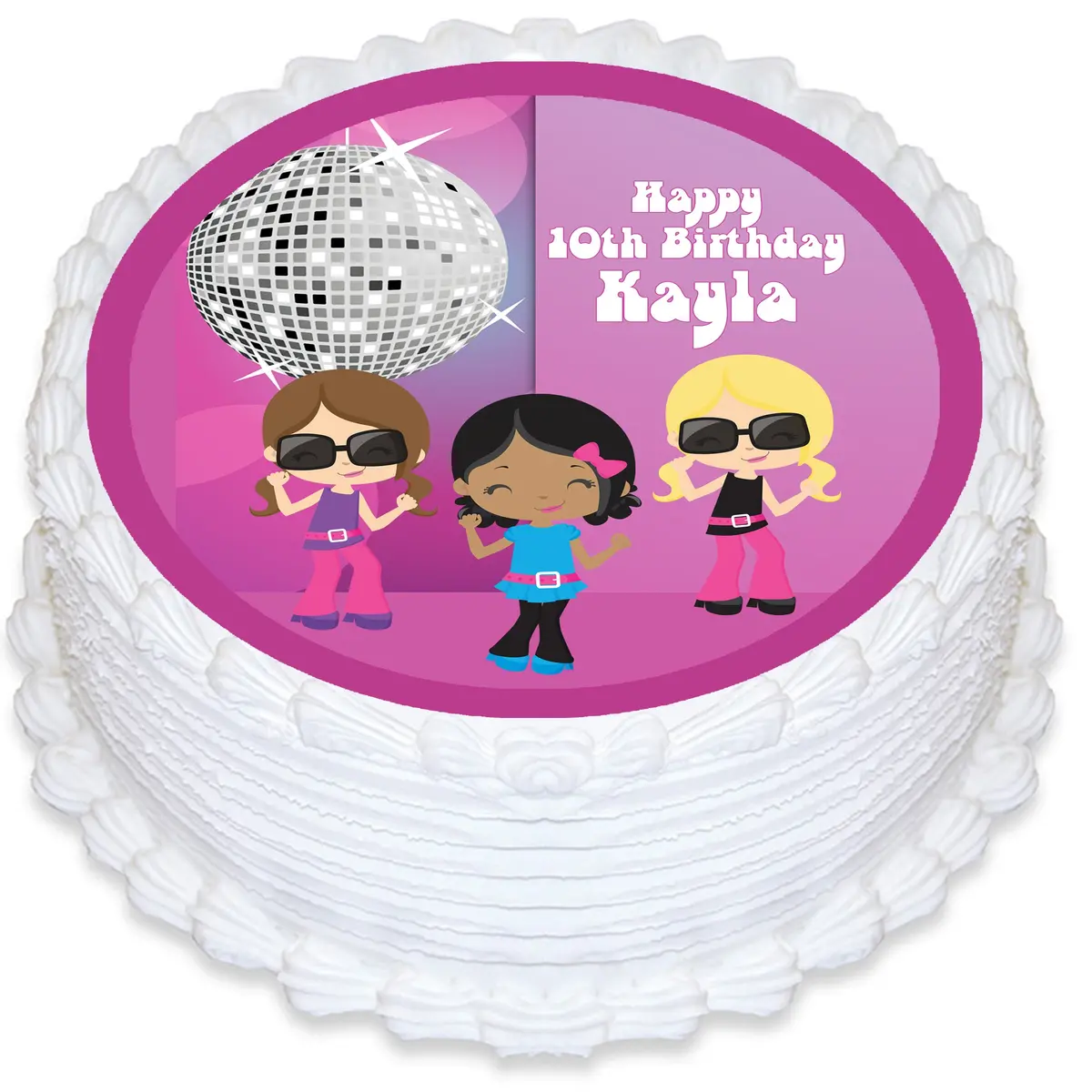Disco Dance Round Edible Cake Topper 1