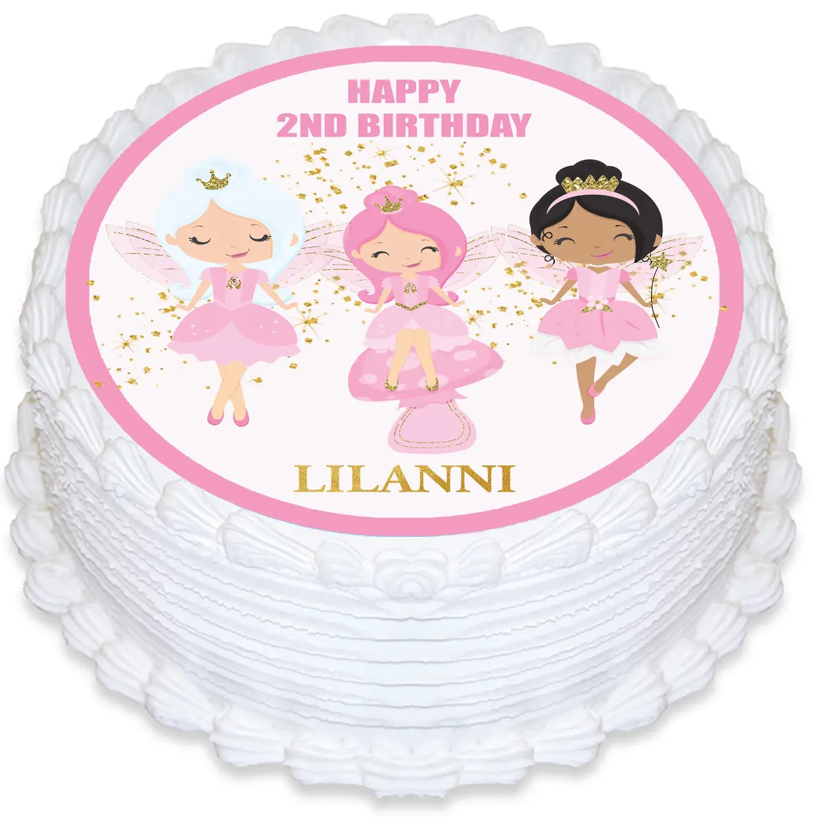 Princess Fairies Round Edible Cake Topper 1