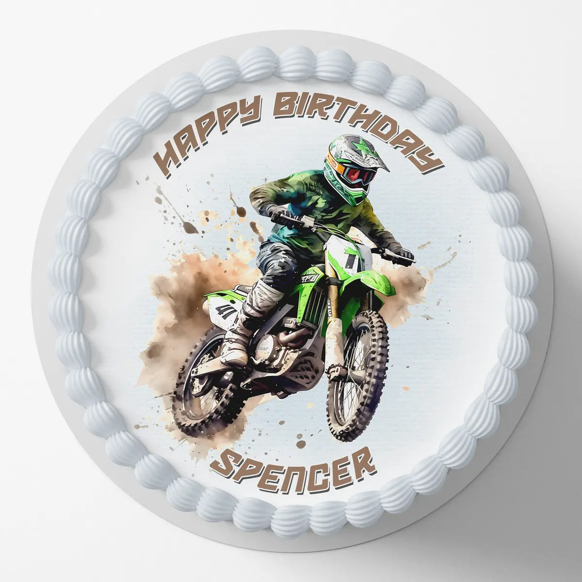 Dirt Bike Pre-Cut Round Edible Cake Topper 1