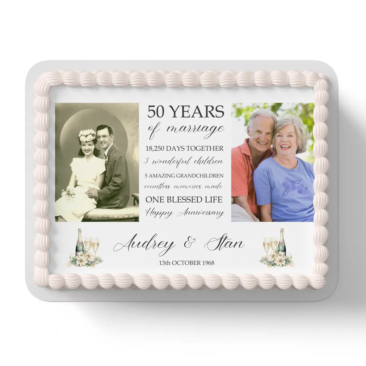 Anniversary Photo Collage Edible Icing Cake Topper 1