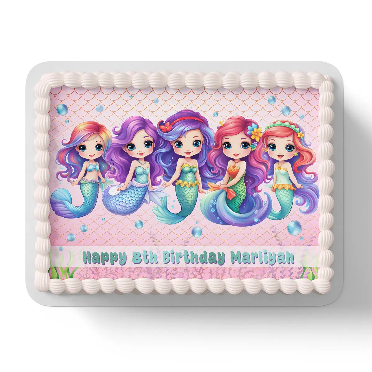 Mermaid Under The Sea Birthday Personalised Edible Cake Topper 1