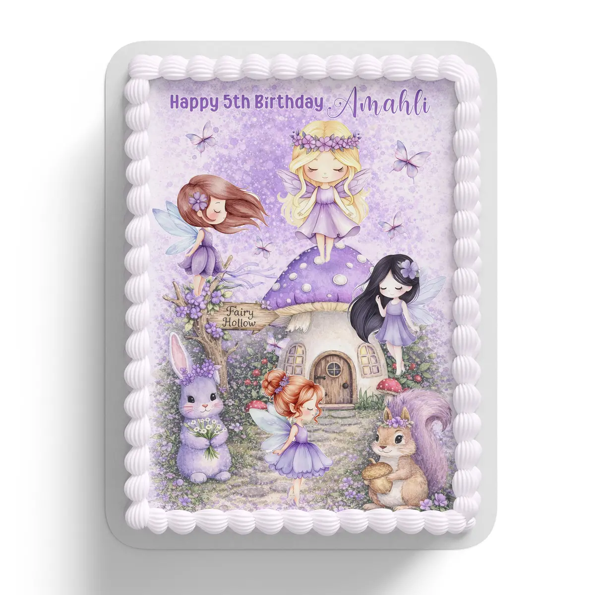 Purple Fairies Birthday Personalised Edible Cake Topper 1