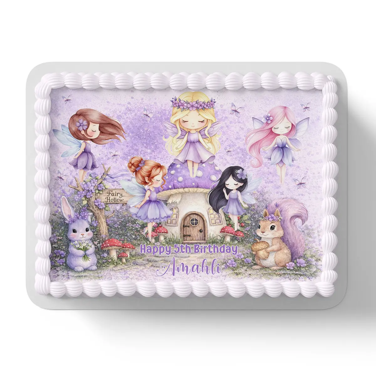 Purple Fairies Birthday Personalised Edible Cake Topper 1