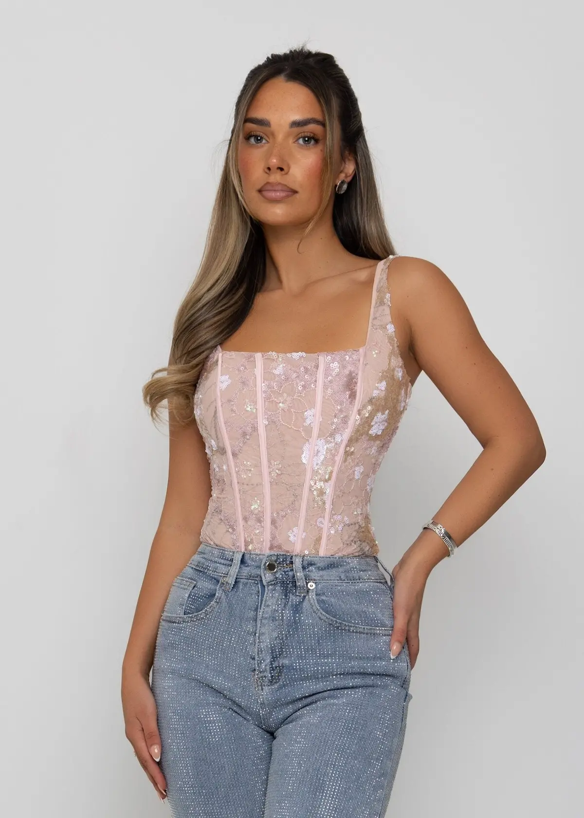 Enchanted Moments Embellished Bodysuit - Pink 1