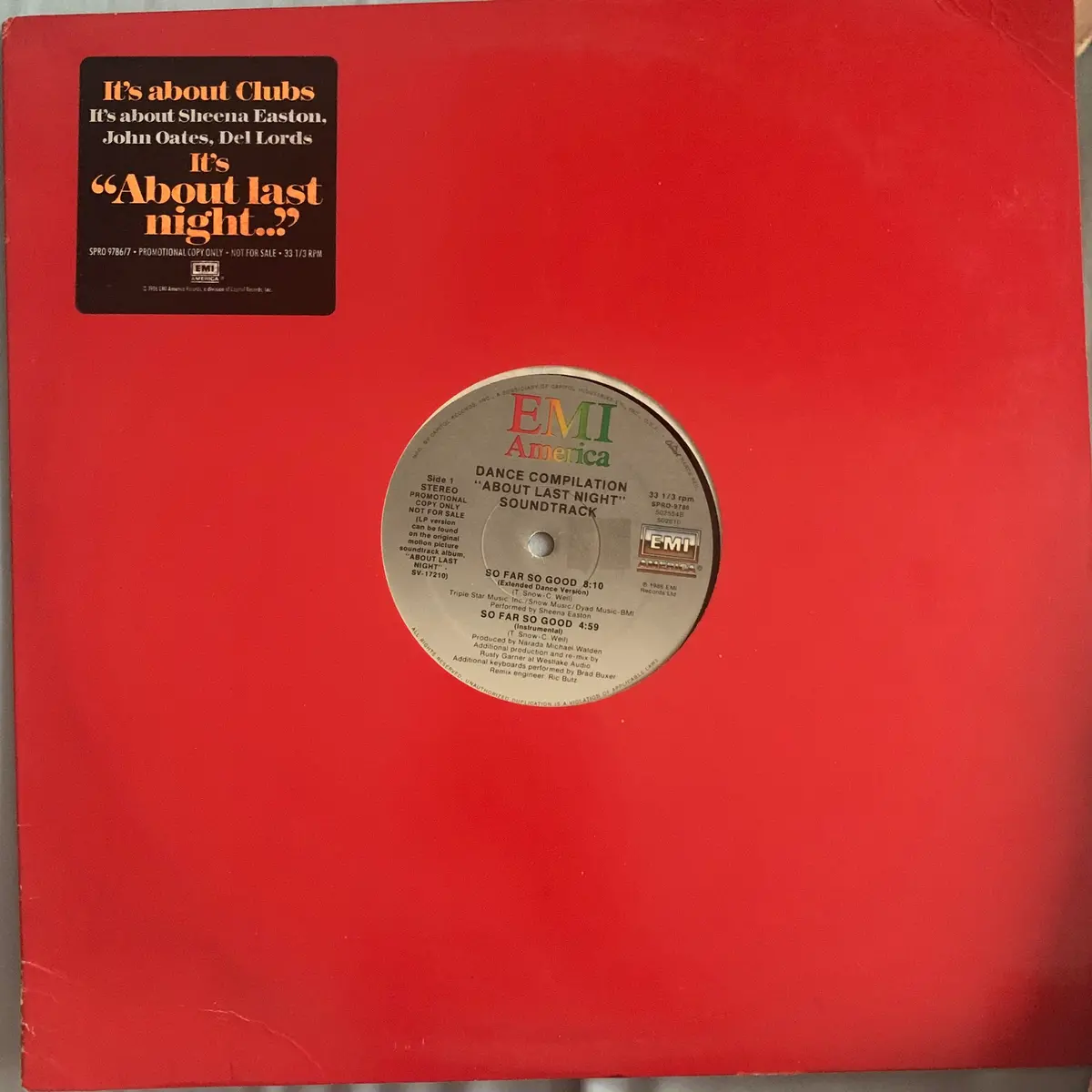 About Last Night - Remix 12" Lp Promotional Sampler : Sheena Easton, John Oates, Del Lords 1