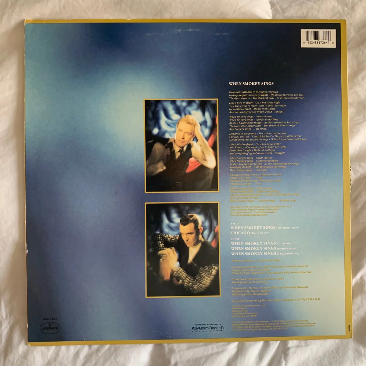 Abc - When Smokey Sings 1987 Us 12" Remix Lp Vinyl - Used 2