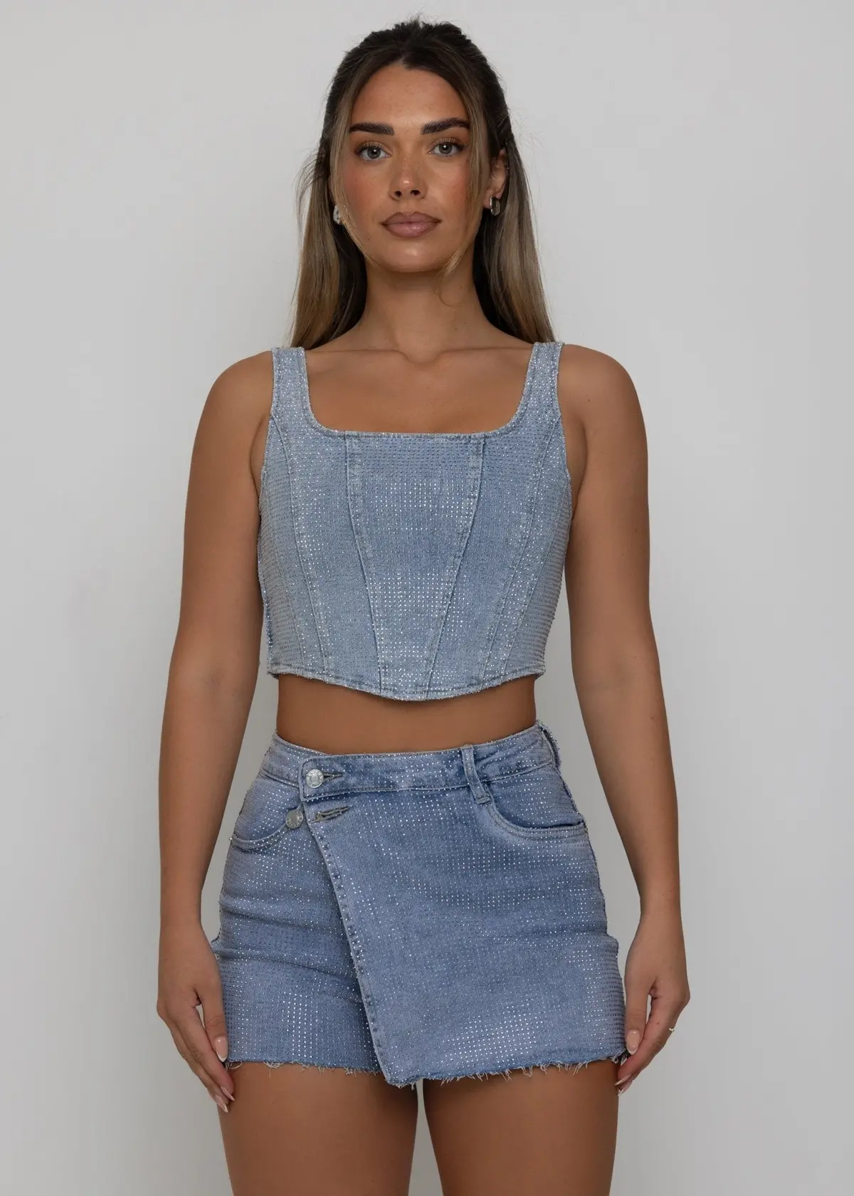 Lowkey Love Diamante Skort - Blue 1