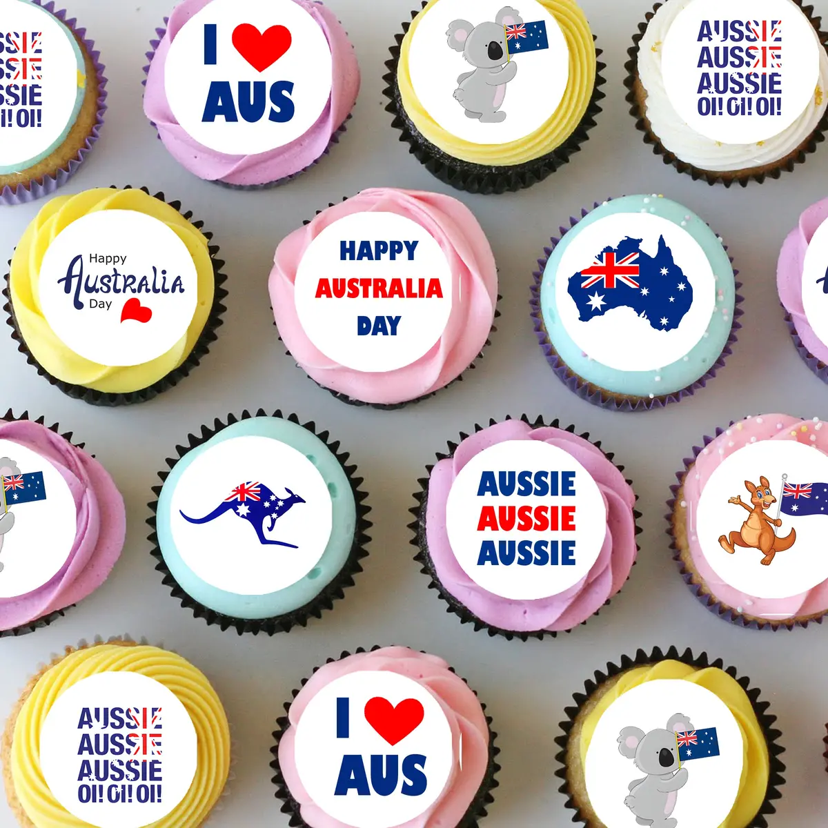 Australia Day Pre-Cut Mini Edible Icing Cupcake Or Cookie Toppers 1