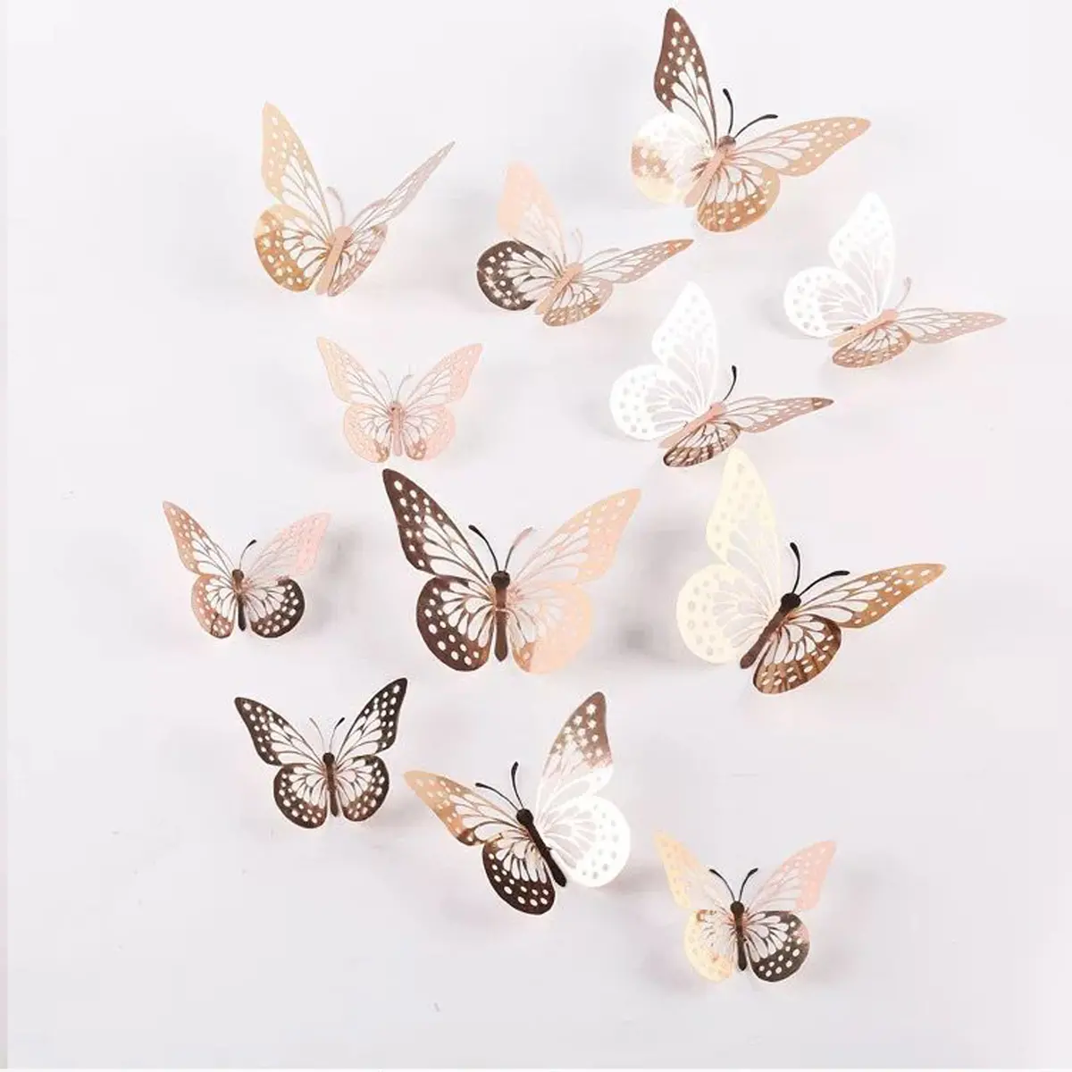 Rose Gold Metallic Butterflies - Pack Of 12 2
