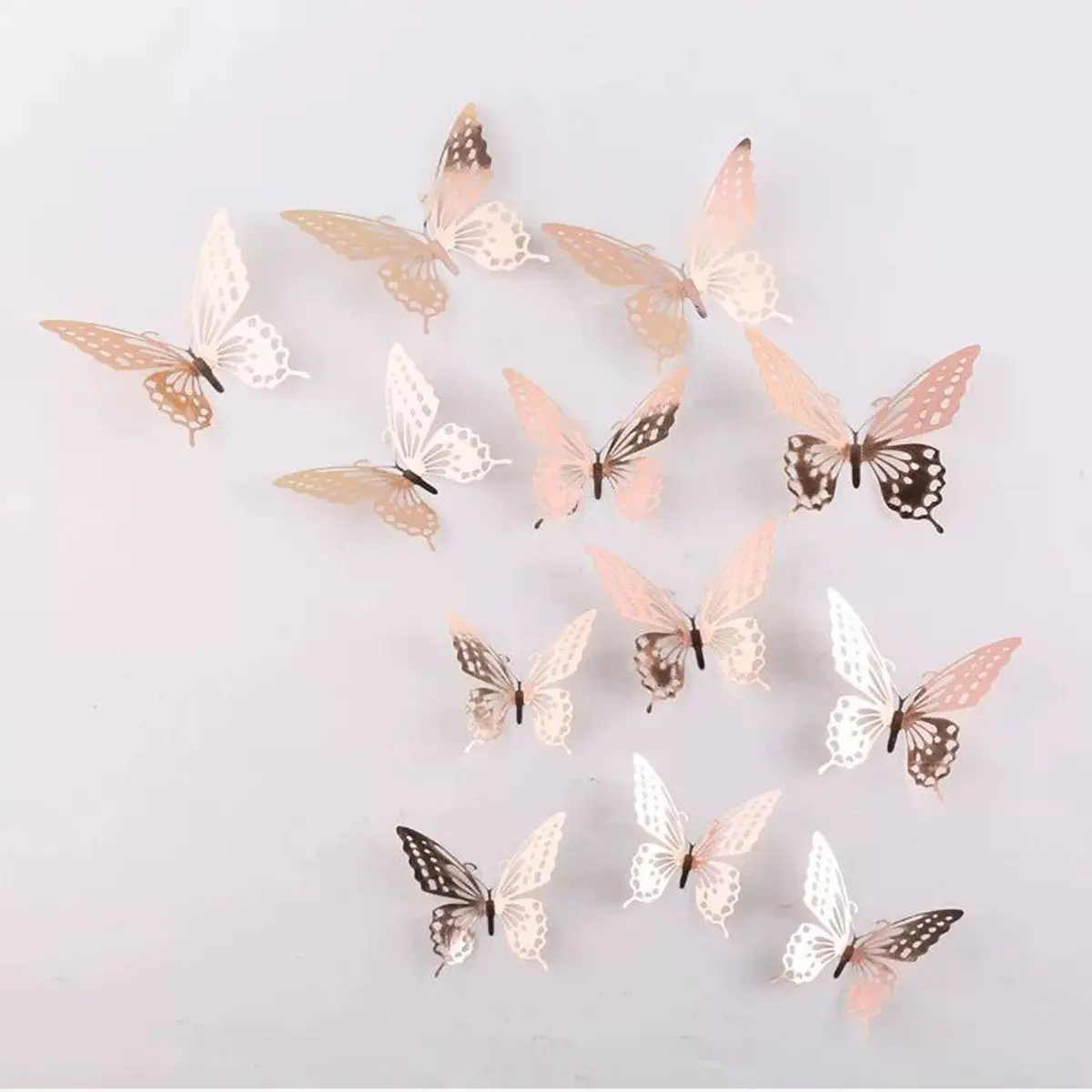 Rose Gold Metallic Butterflies - Pack Of 12 3